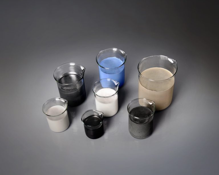 Huayu die coating series materials in beakers